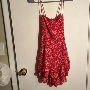 Red flower romper